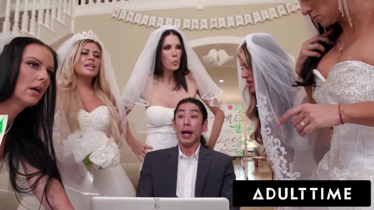 Big titty MILF bride gets disciplined by wedding planner with insane reverse gangbang porn video